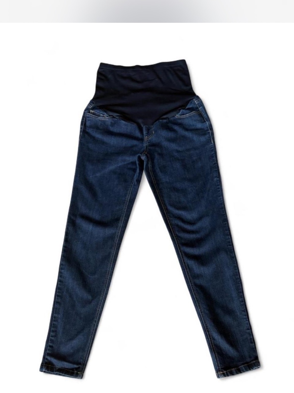 Time and Tru Dark Blue Skinny Maternity Jeans with Black Belly Panel
